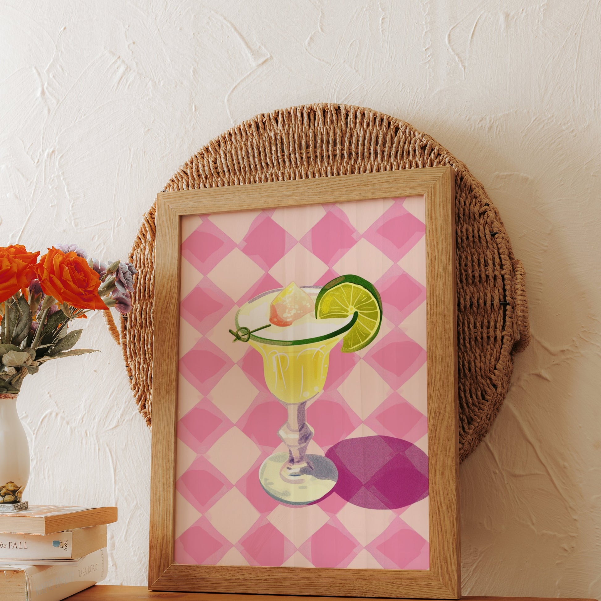 Premium Poster of Cocktail Art Print With Lime Slice Drink Posters