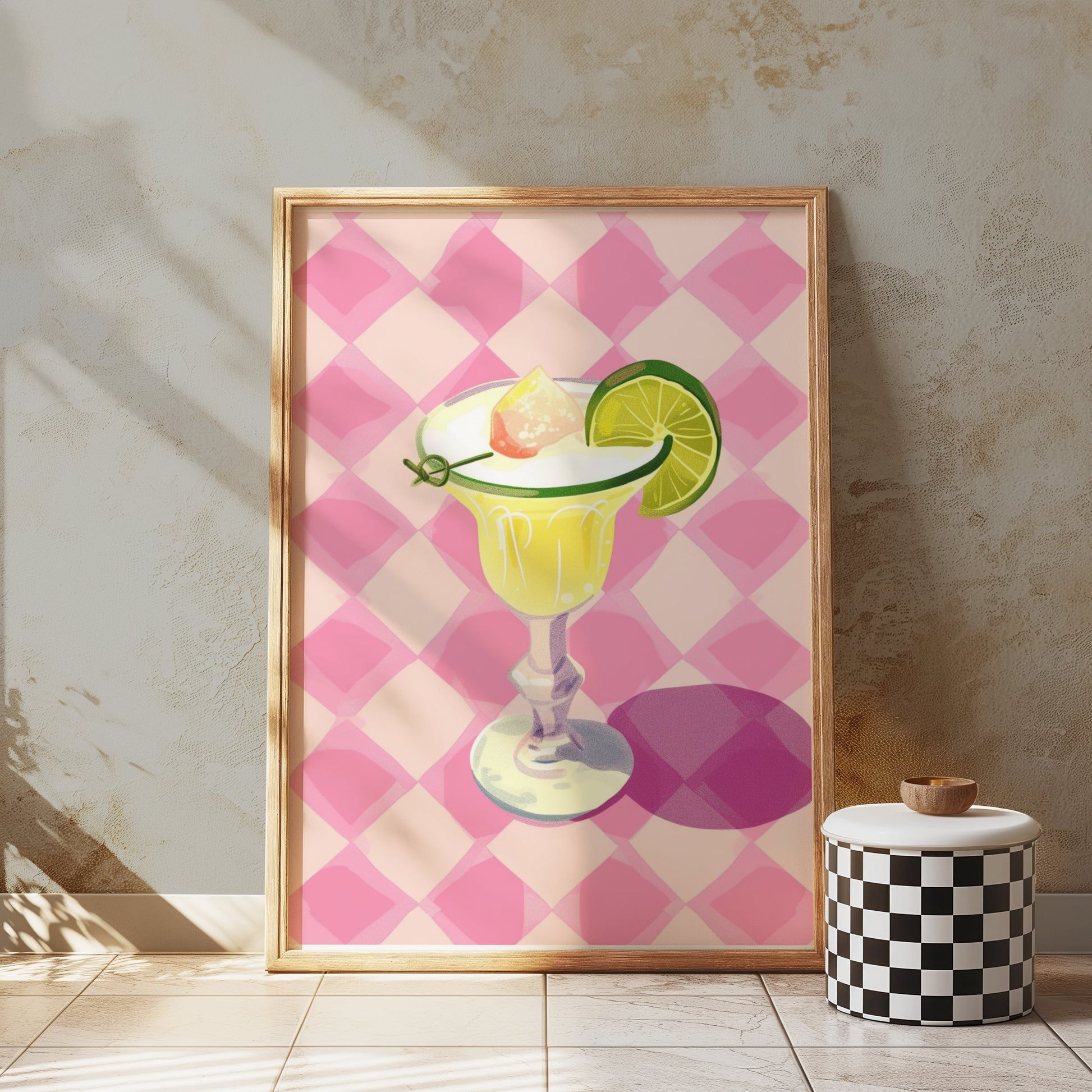 Premium Poster of Cocktail Art Print With Lime Slice Drink Posters