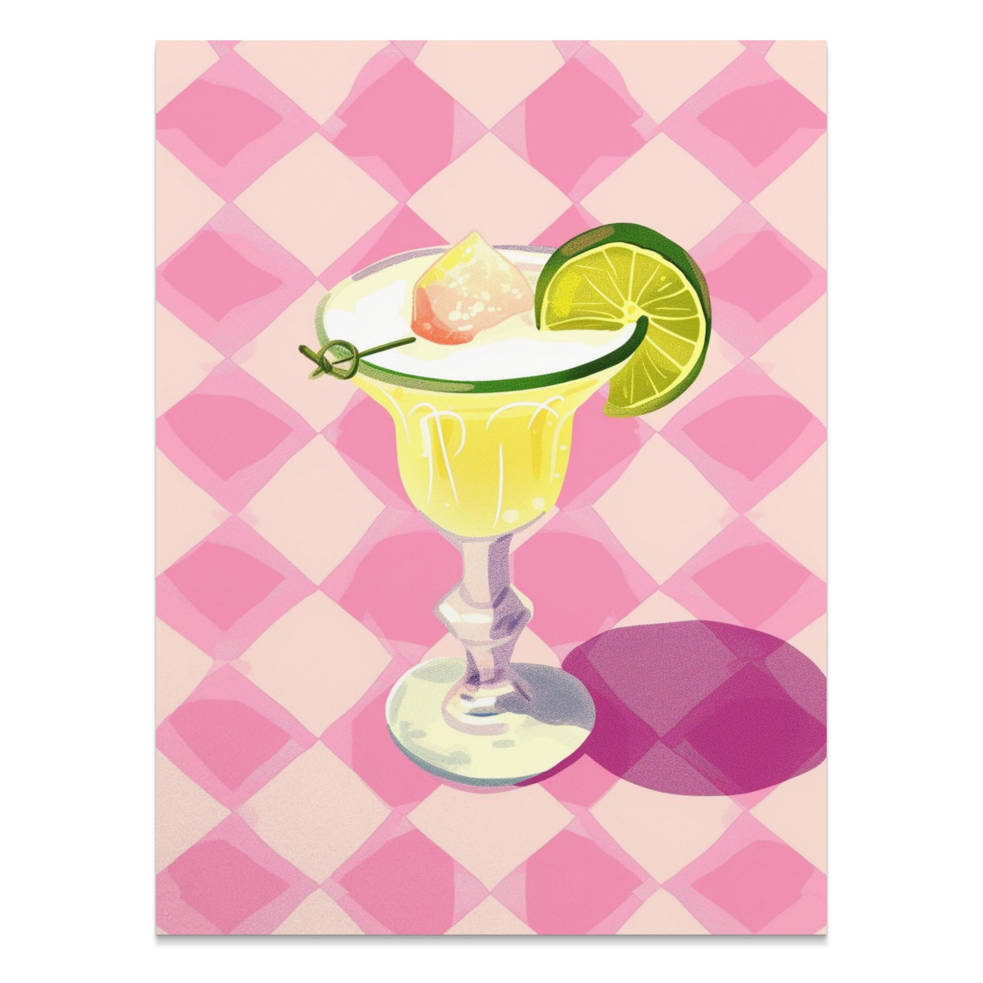 Premium Poster of Cocktail Art Print With Lime Slice Drink Posters