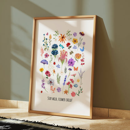 Premium Poster of Collection of Colorful Wildflowers Art Posters