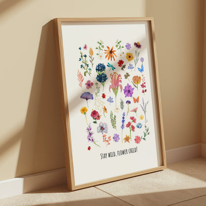 Premium Poster of Collection of Colorful Wildflowers Art Posters