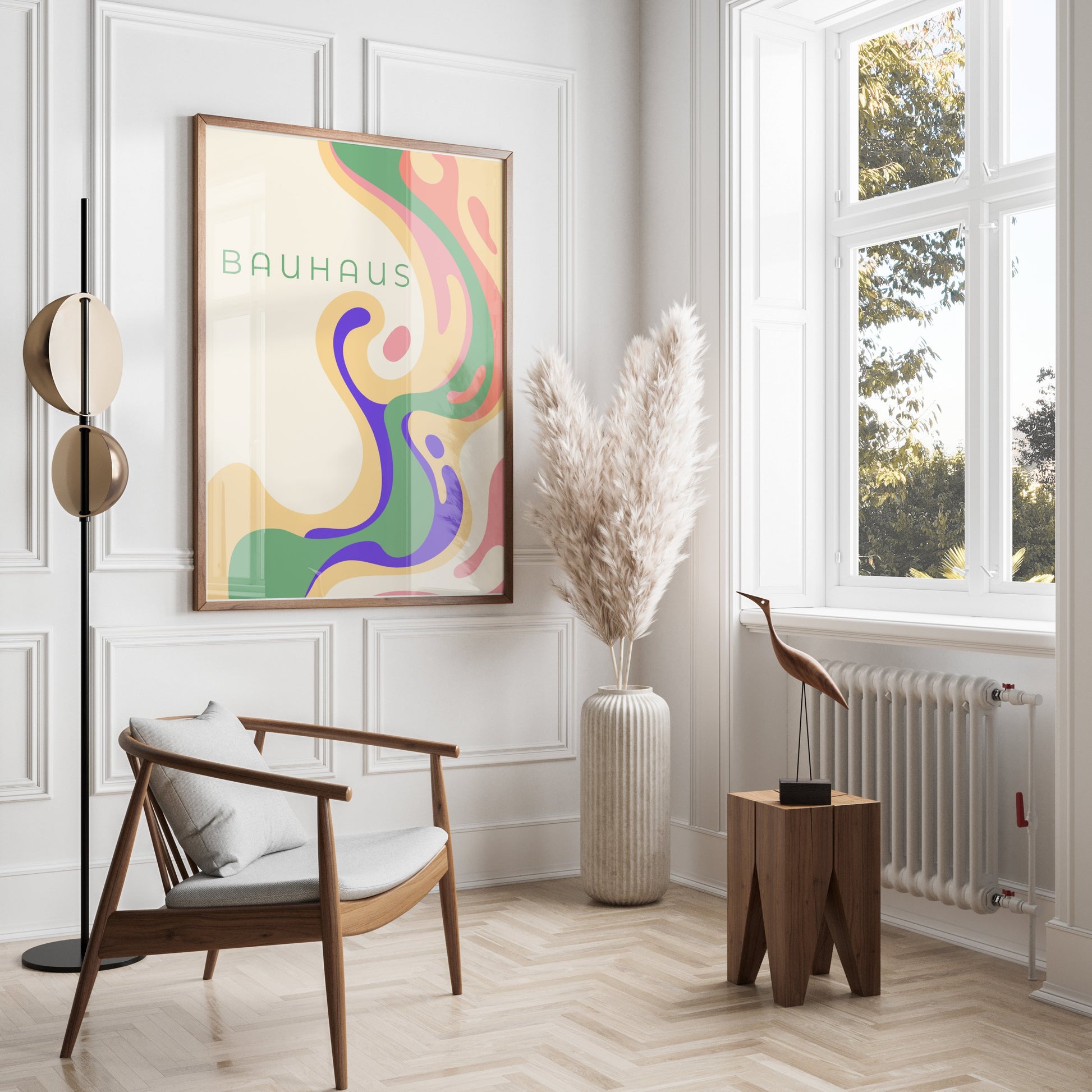 Premium Poster of Colorful Abstract Bauhaus Art Nouveau Style Posters