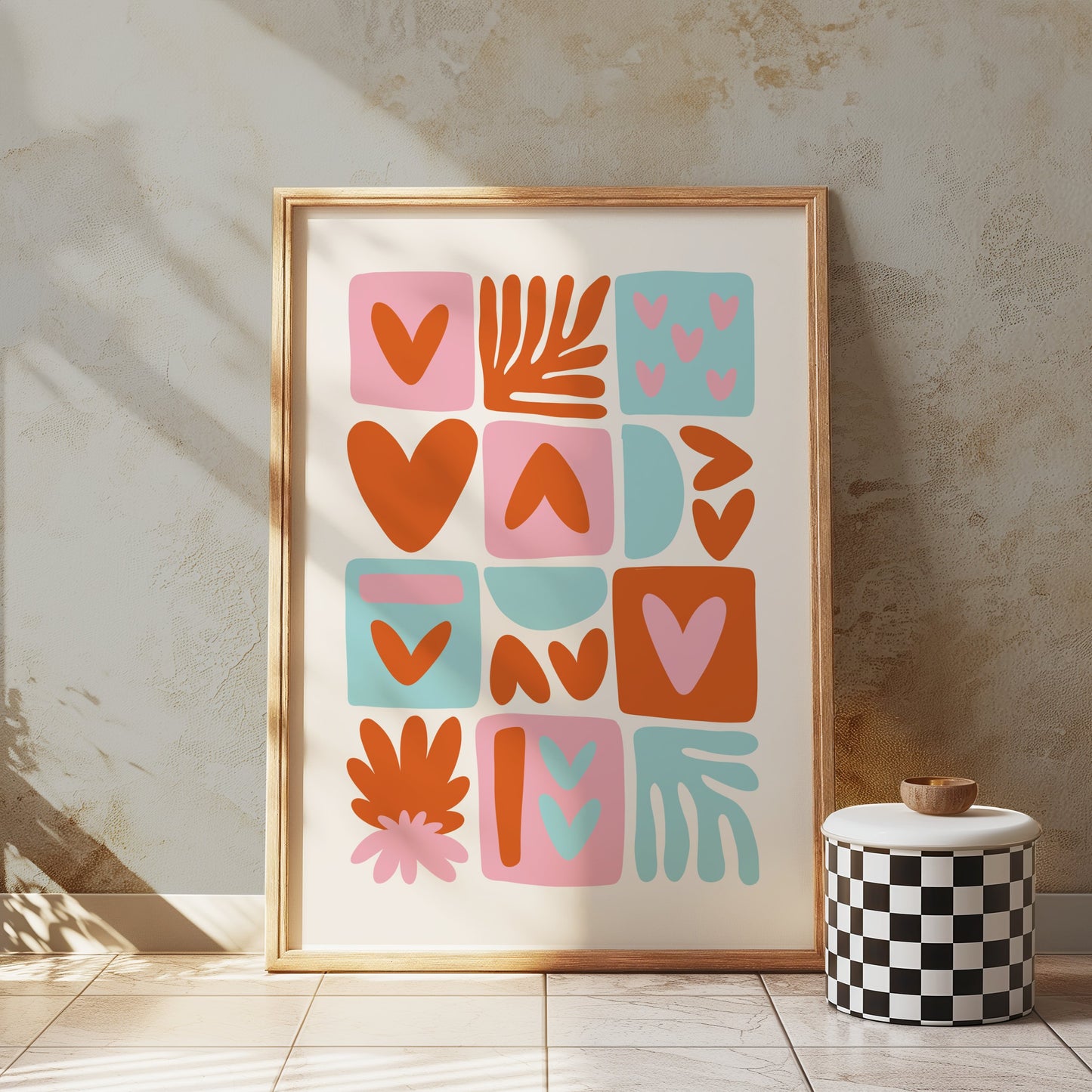 Premium Poster of Colorful Abstract Heart and Leaf Shapes Art Posters