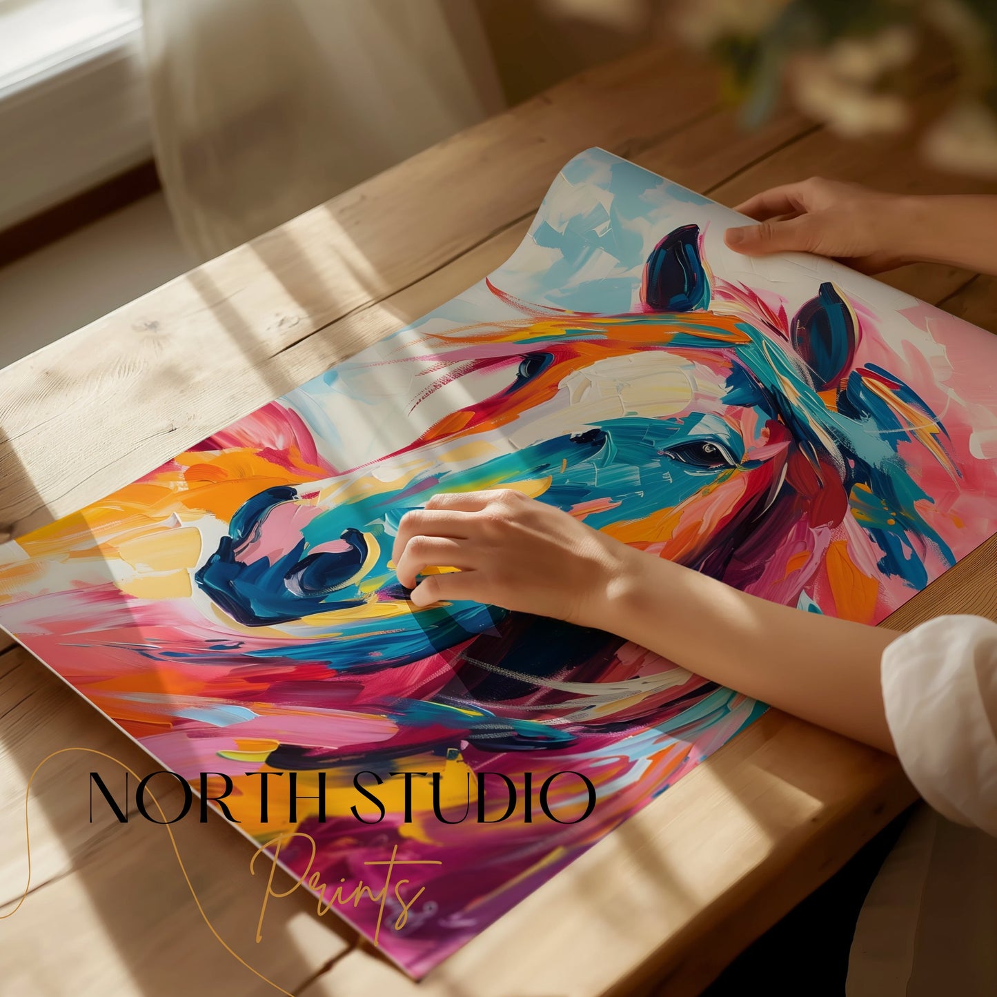 Premium Poster of Colorful Abstract Portrait of a Horse Posters