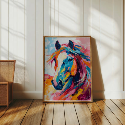 Premium Poster of Colorful Abstract Portrait of a Horse Posters
