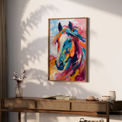 Premium Poster of Colorful Abstract Portrait of a Horse Posters