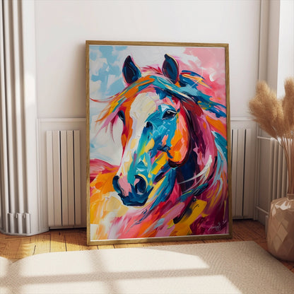 Premium Poster of Colorful Abstract Portrait of a Horse Posters