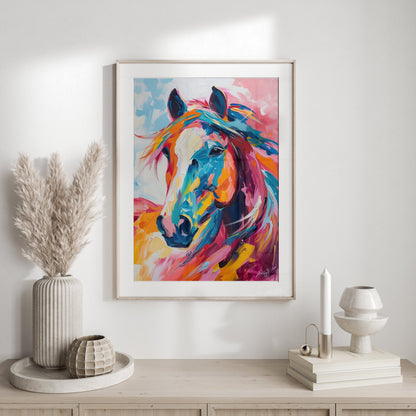 Premium Poster of Colorful Abstract Portrait of a Horse Posters