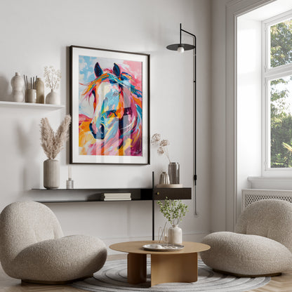 Premium Poster of Colorful Abstract Portrait of a Horse Posters
