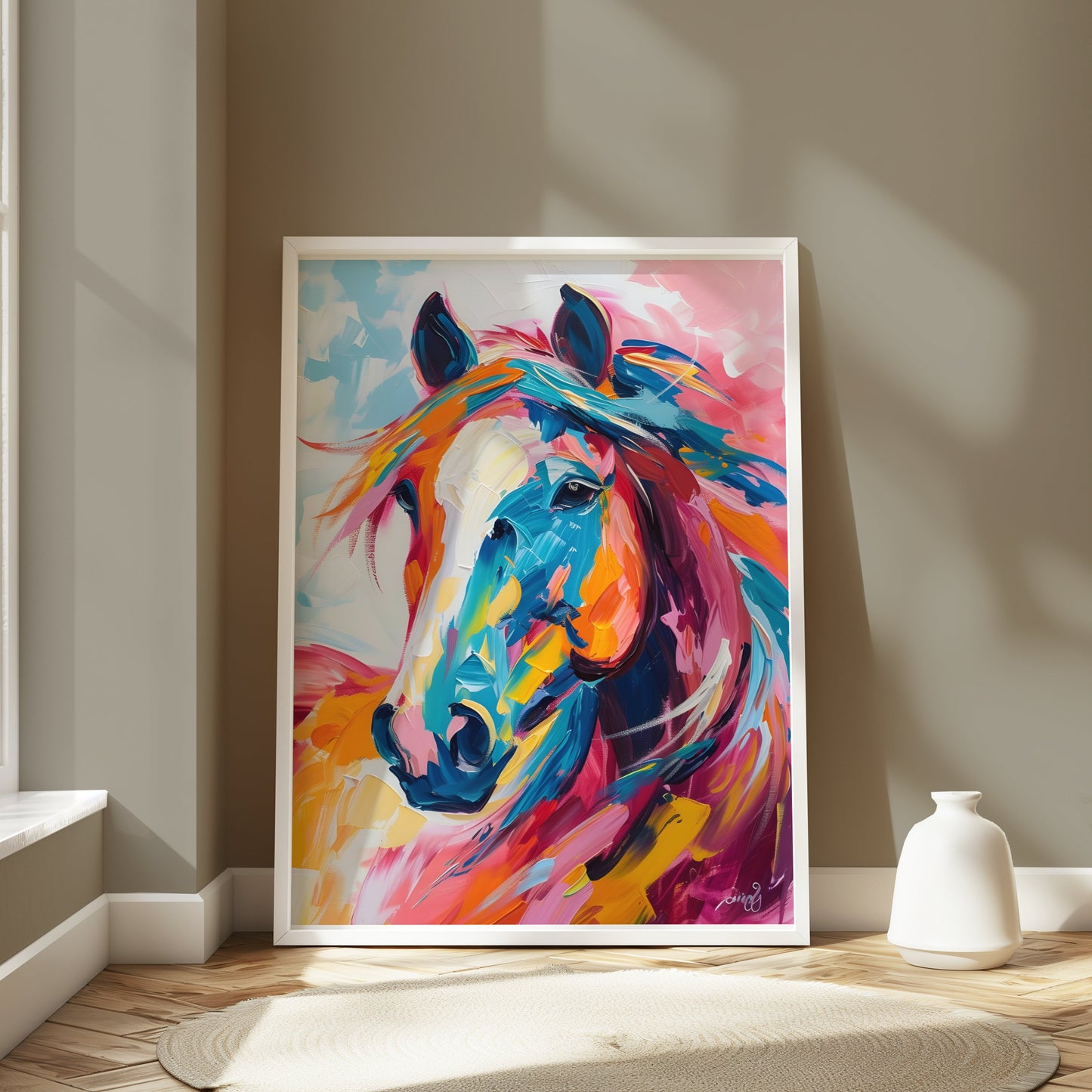 Premium Poster of Colorful Abstract Portrait of a Horse Posters