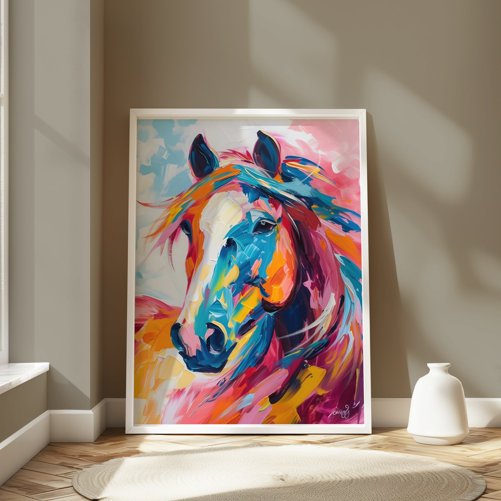 Premium Poster of Colorful Abstract Portrait of a Horse Posters