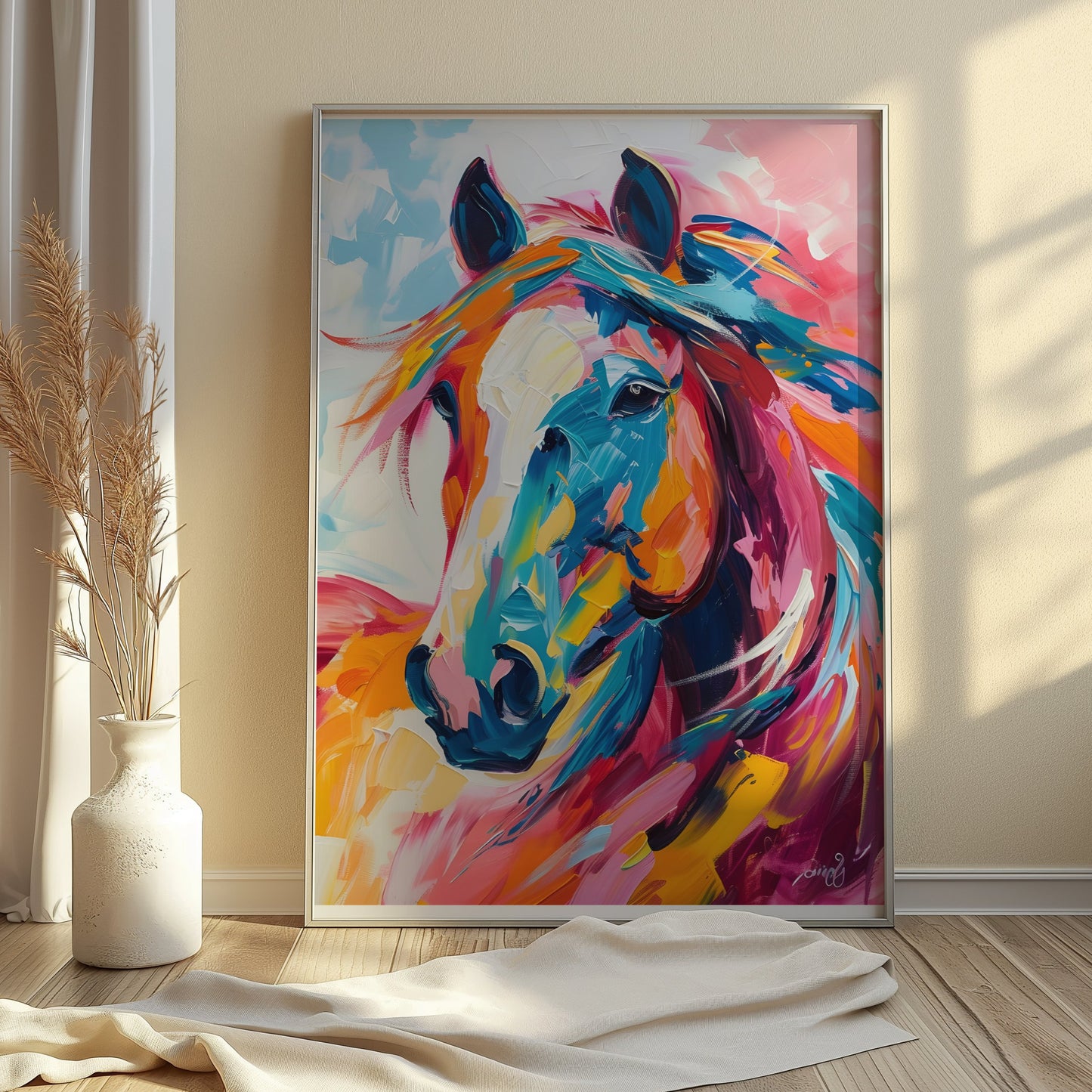 Premium Poster of Colorful Abstract Portrait of a Horse Posters