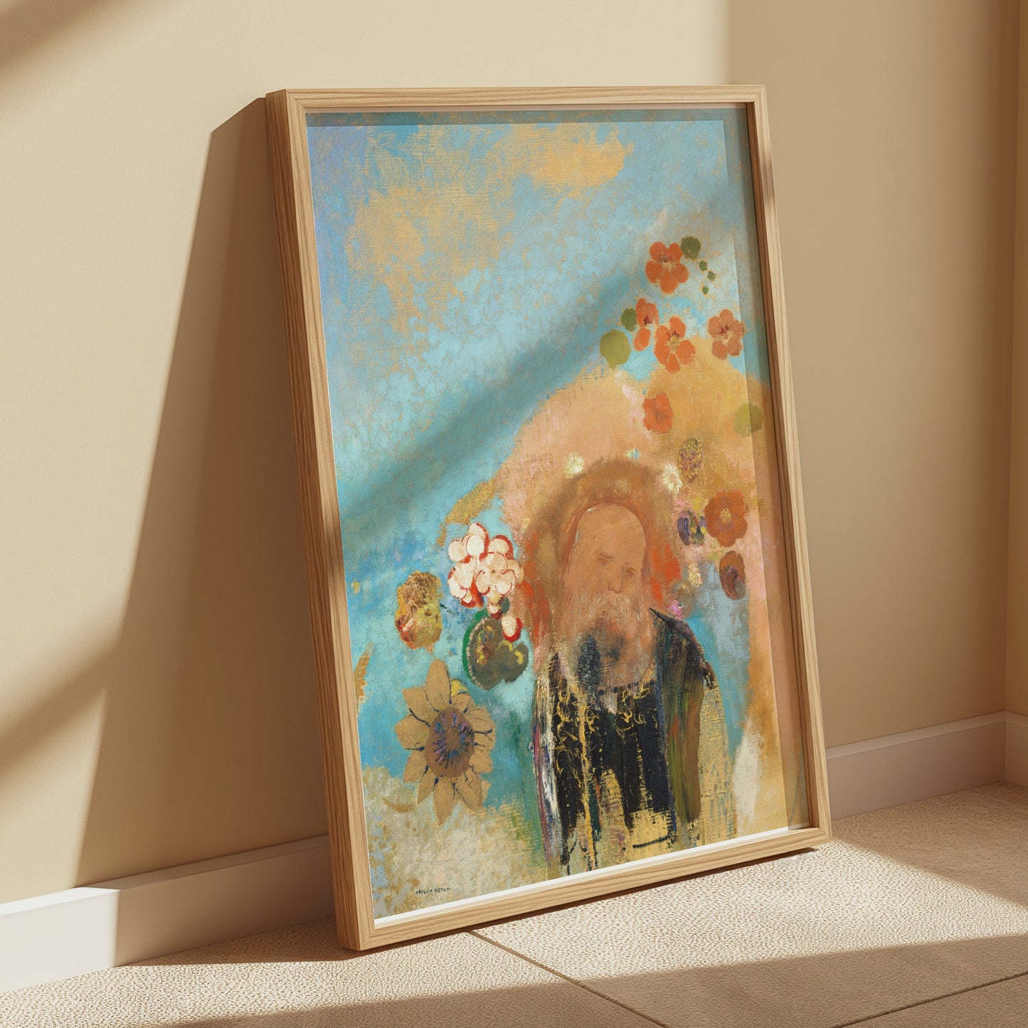 Premium Poster of Colorful Abstract Portrait with Floral Accents Posters