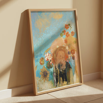 Premium Poster of Colorful Abstract Portrait with Floral Accents Posters
