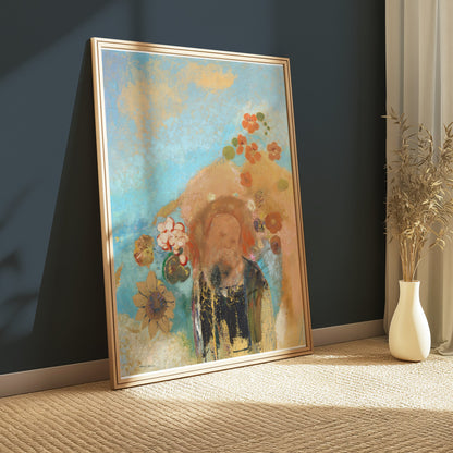 Premium Poster of Colorful Abstract Portrait with Floral Accents Posters
