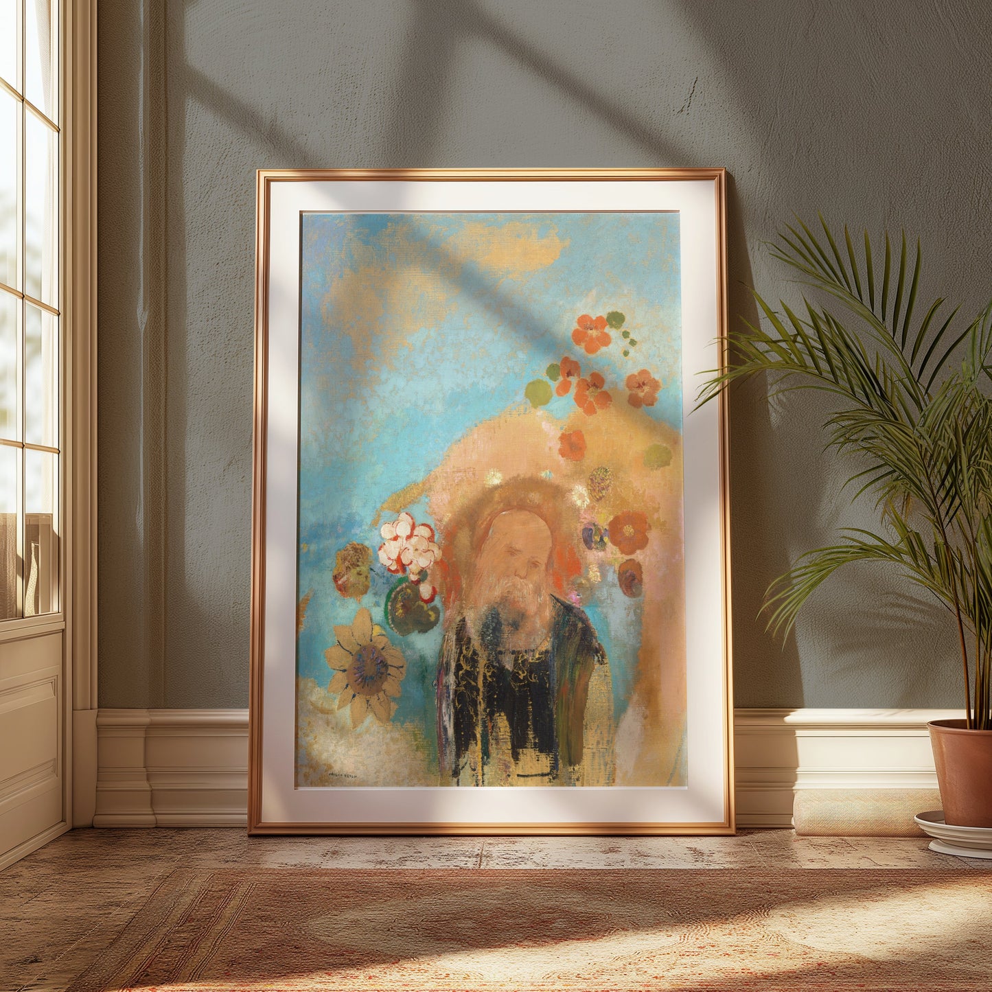 Premium Poster of Colorful Abstract Portrait with Floral Accents Posters