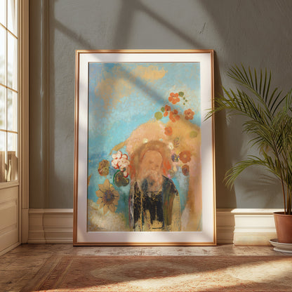 Premium Poster of Colorful Abstract Portrait with Floral Accents Posters