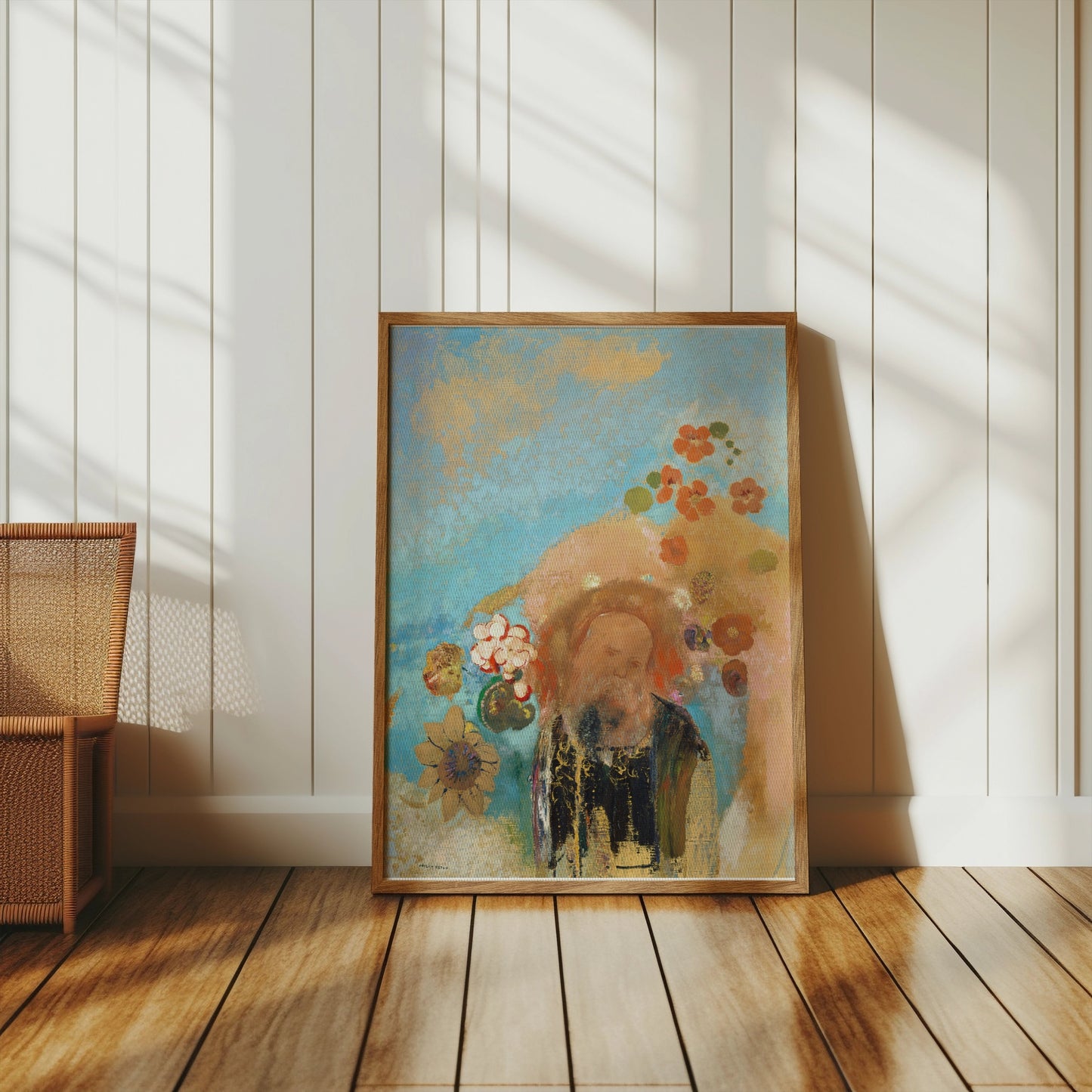 Premium Poster of Colorful Abstract Portrait with Floral Accents Posters