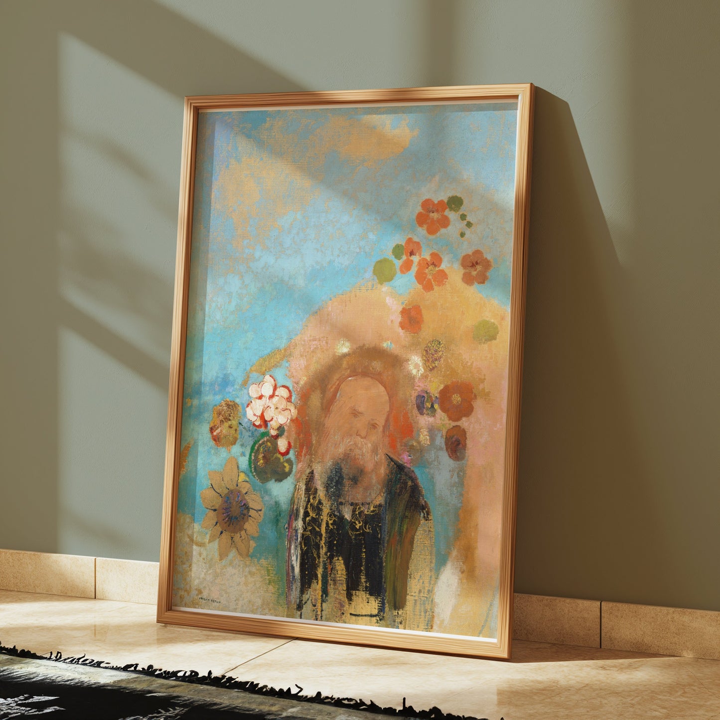 Premium Poster of Colorful Abstract Portrait with Floral Accents Posters