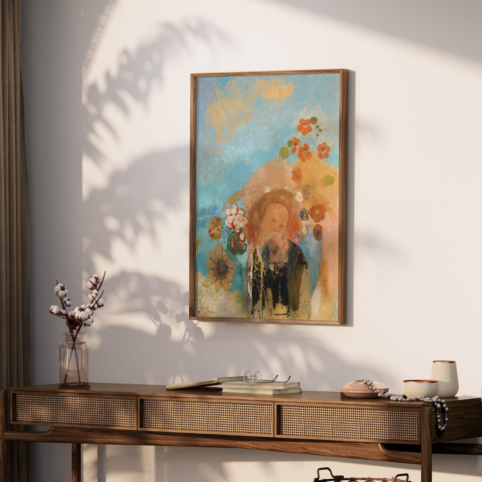 Premium Poster of Colorful Abstract Portrait with Floral Accents Posters