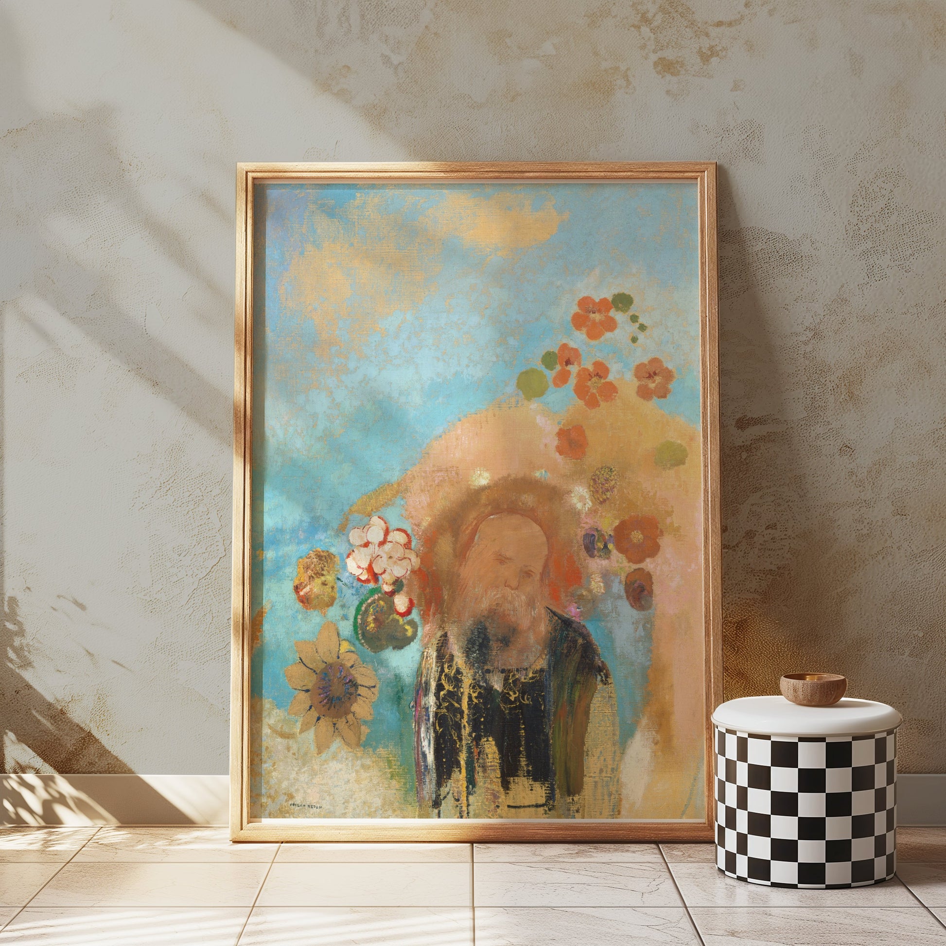 Premium Poster of Colorful Abstract Portrait with Floral Accents Posters