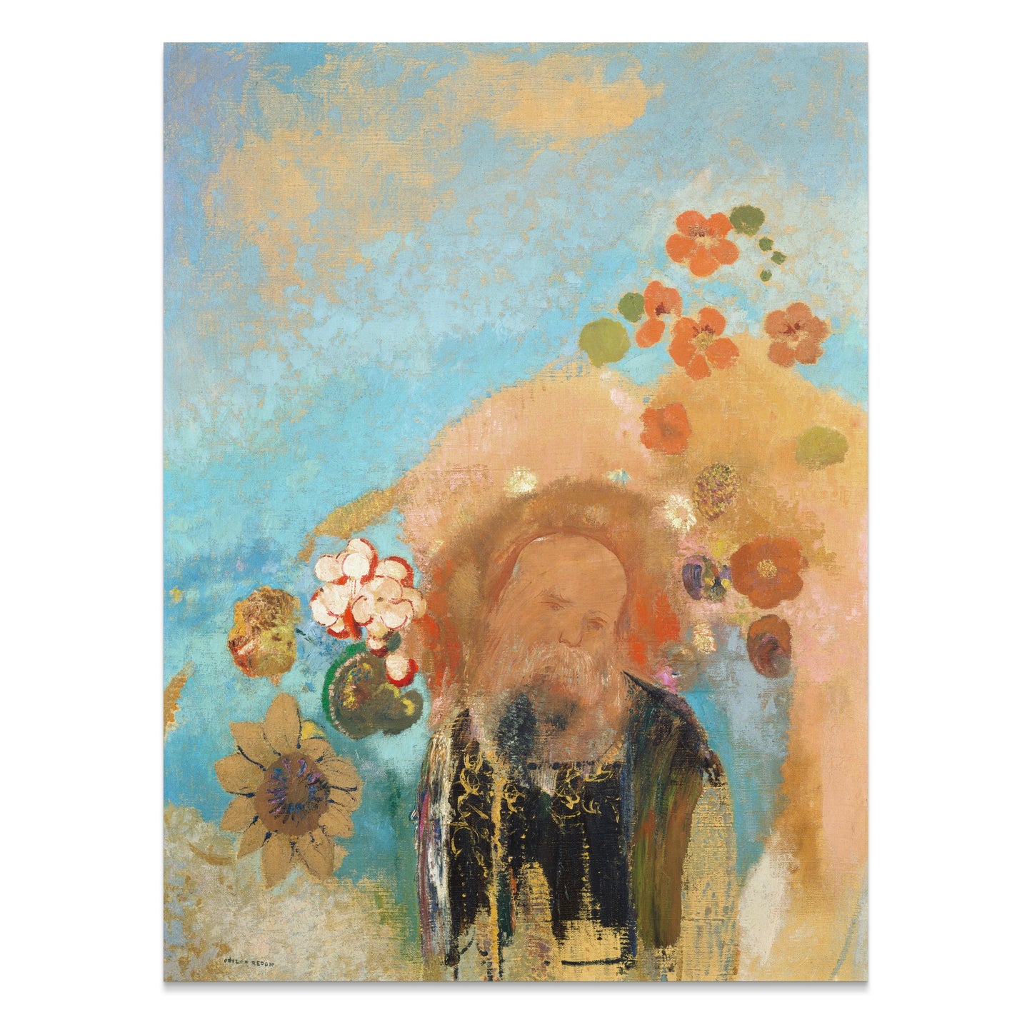 Premium Poster of Colorful Abstract Portrait with Floral Accents Posters
