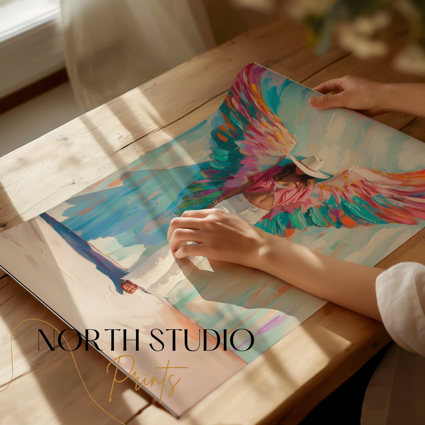 Premium Poster of Colorful Artistic Woman with Angel Wings Posters