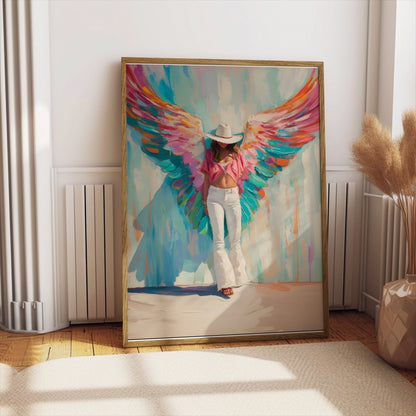 Premium Poster of Colorful Artistic Woman with Angel Wings Posters