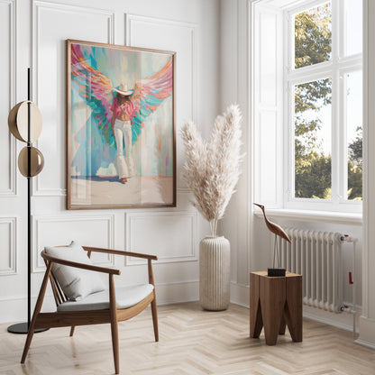 Premium Poster of Colorful Artistic Woman with Angel Wings Posters