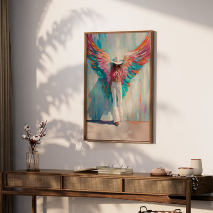 Premium Poster of Colorful Artistic Woman with Angel Wings Posters