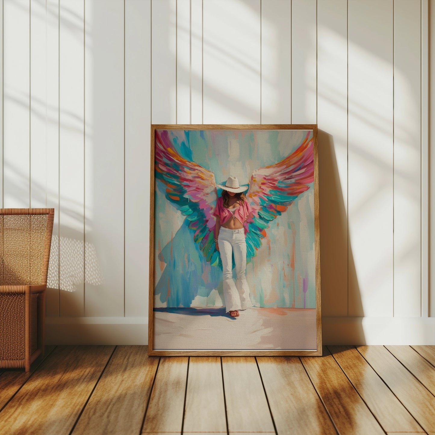 Premium Poster of Colorful Artistic Woman with Angel Wings Posters