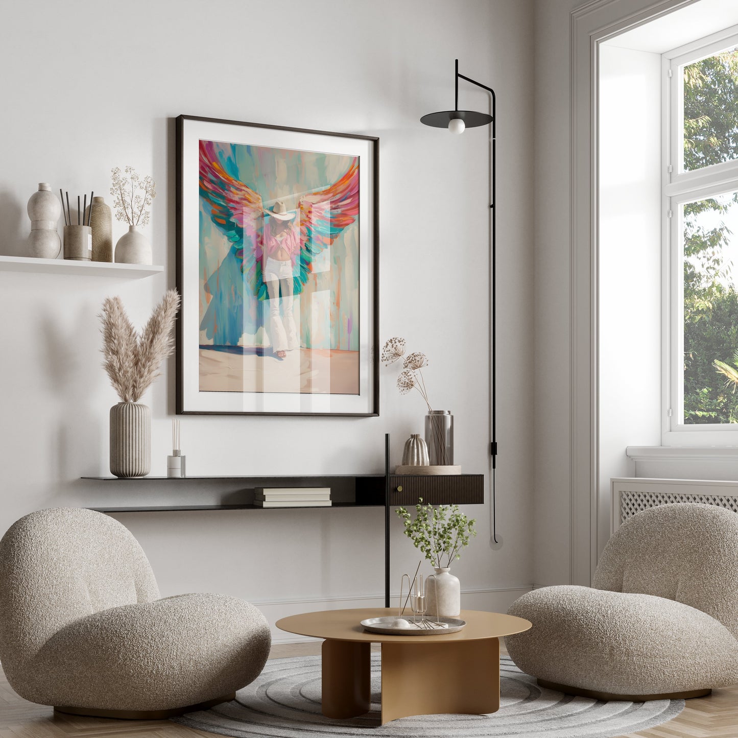 Premium Poster of Colorful Artistic Woman with Angel Wings Posters