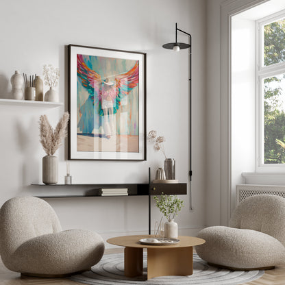 Premium Poster of Colorful Artistic Woman with Angel Wings Posters