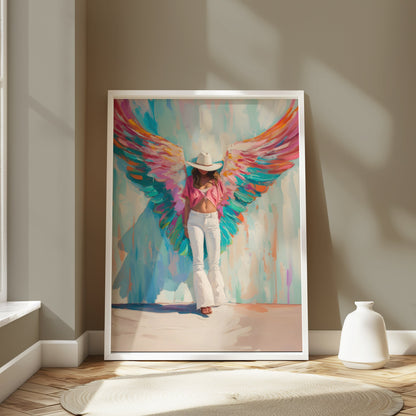 Premium Poster of Colorful Artistic Woman with Angel Wings Posters