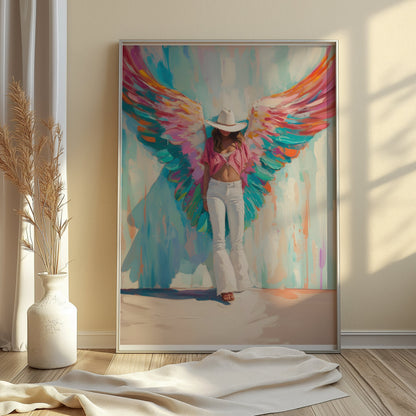 Premium Poster of Colorful Artistic Woman with Angel Wings Posters