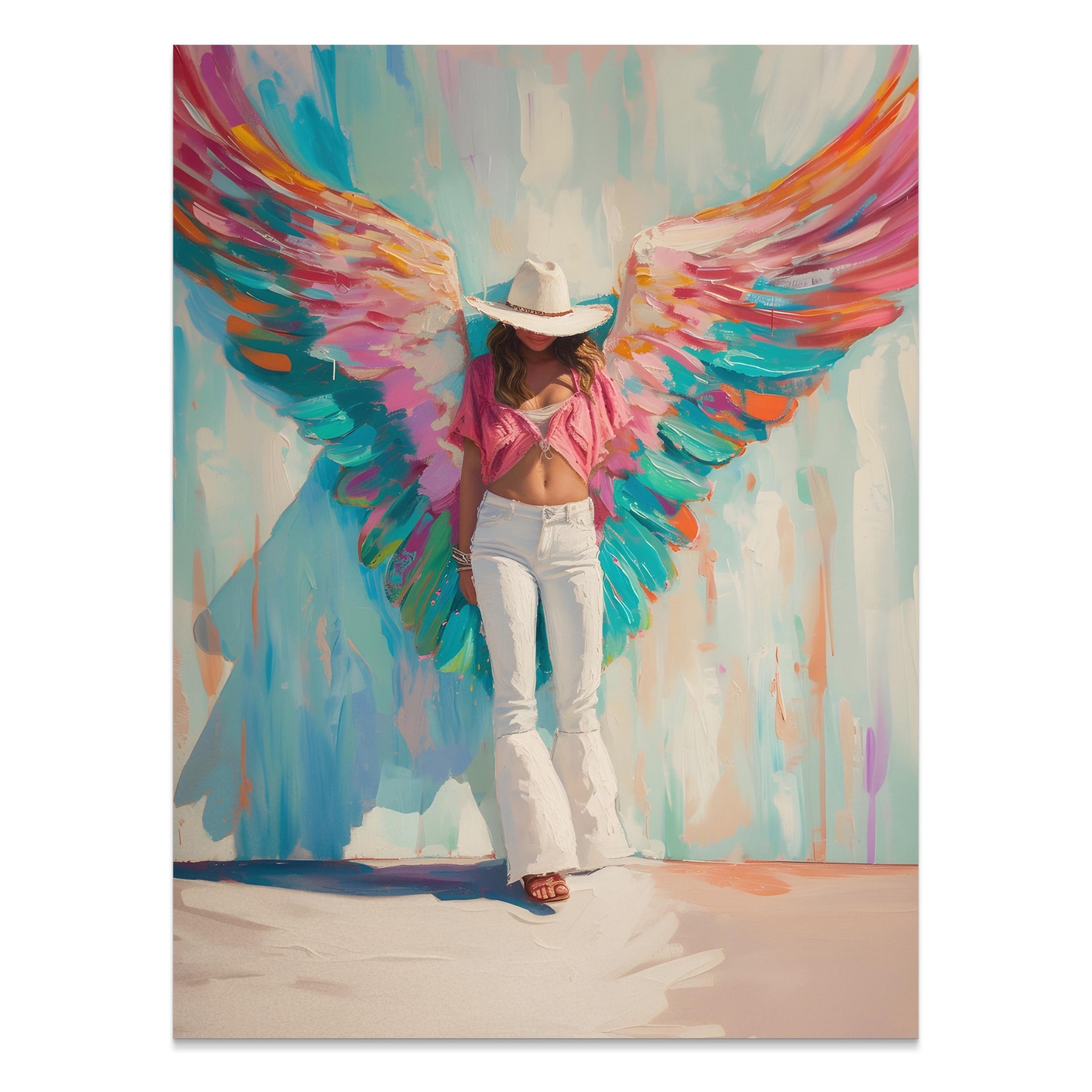 Premium Poster of Colorful Artistic Woman with Angel Wings Posters