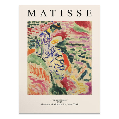 Shop Matisse La Japonaise poster featuring vibrant colors and abstract patterns from 1905. Perfect for home decor or art collections.