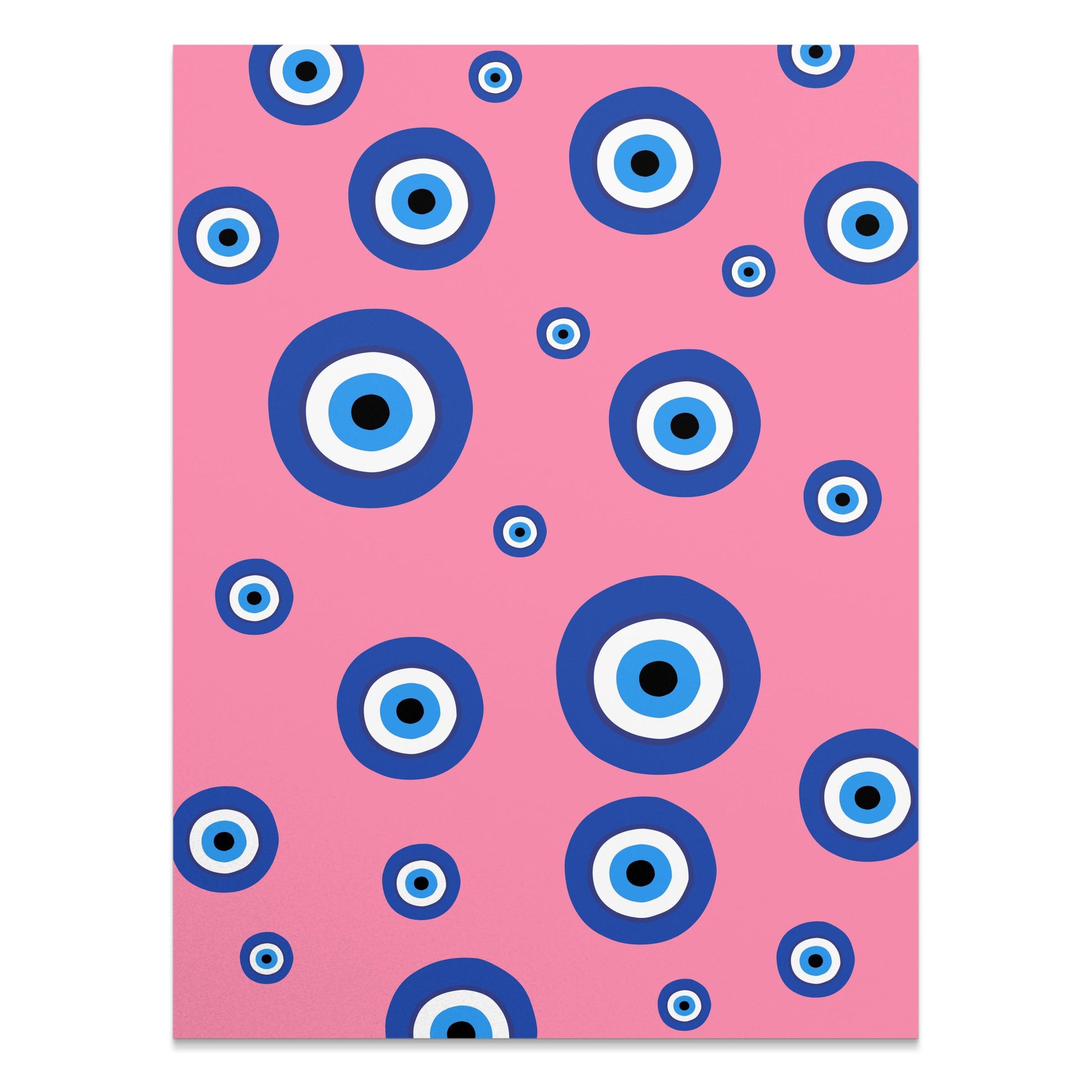 Premium Poster of Colorful Blue Eye Pattern on Pink Background Posters