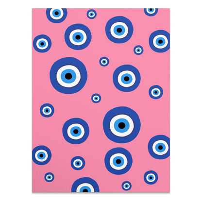 Premium Poster of Colorful Blue Eye Pattern on Pink Background Posters