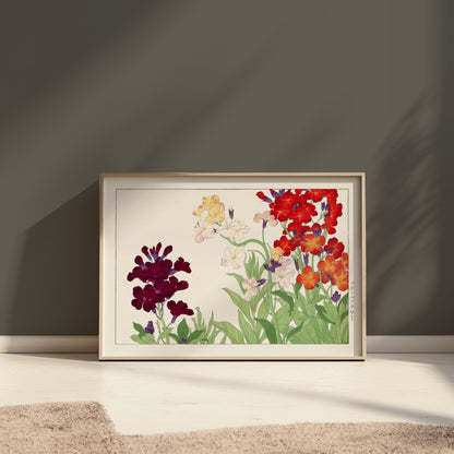 Premium Poster of Colorful Botanical Art of Wallflowers Illustration Posters