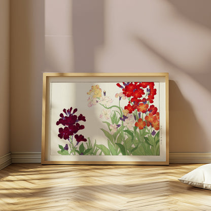 Premium Poster of Colorful Botanical Art of Wallflowers Illustration Posters