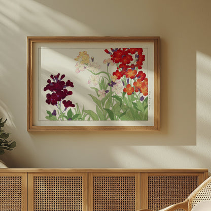 Premium Poster of Colorful Botanical Art of Wallflowers Illustration Posters