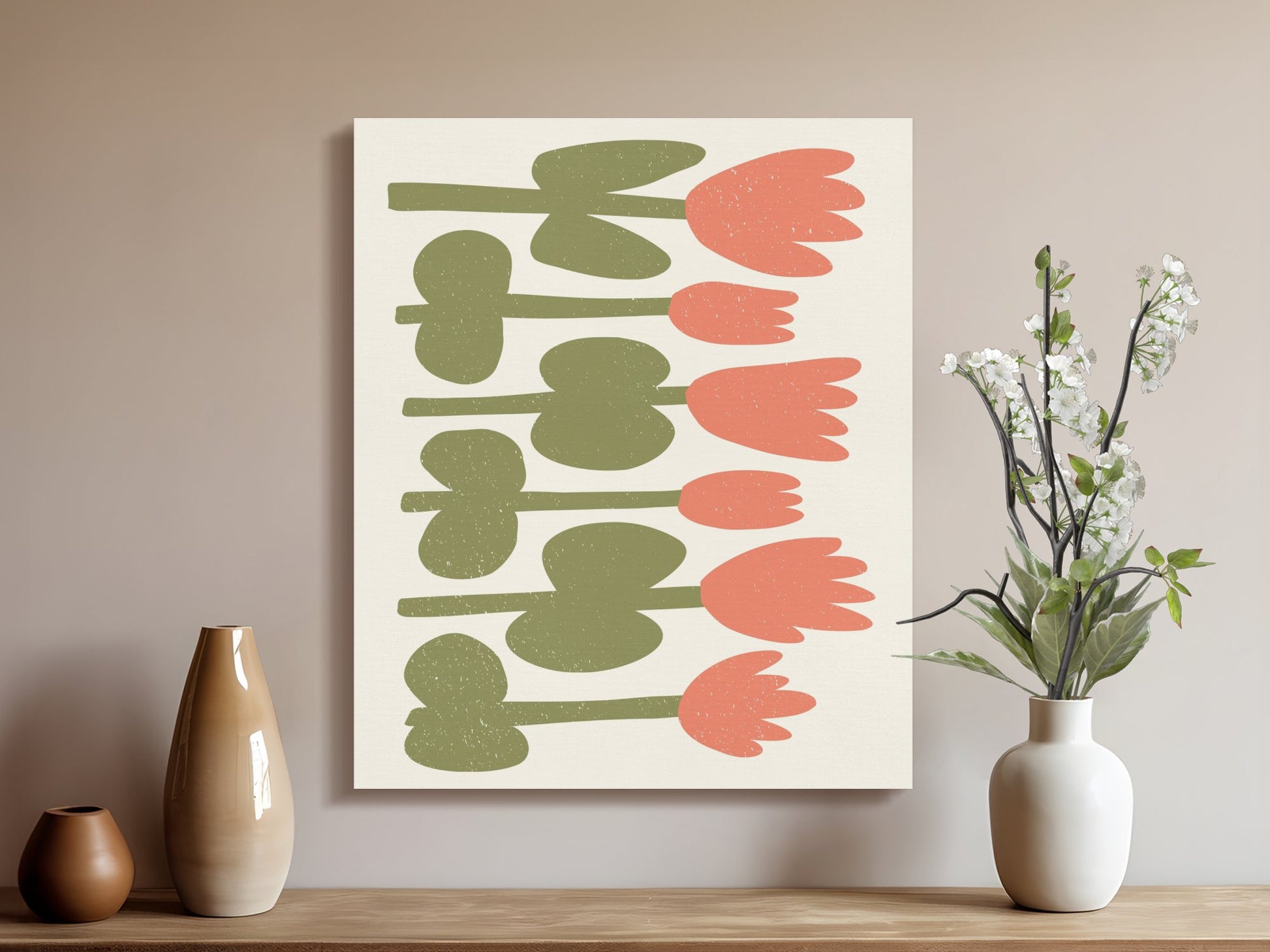 Premium Poster of Colorful Botanical Tulip Design Floral Canvas Wraps