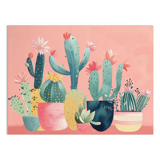 Premium Poster of Colorful Cactus Illustration for Home Decor Posters