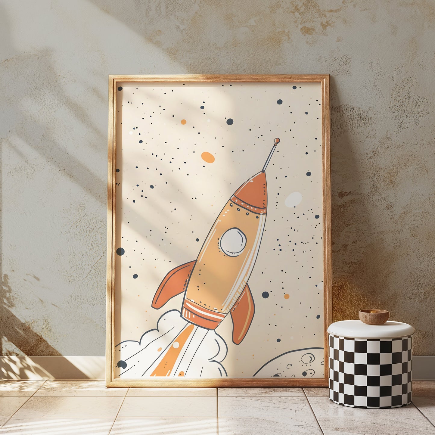 Premium Poster of Colorful Childrens Illustration of Rocket Posters