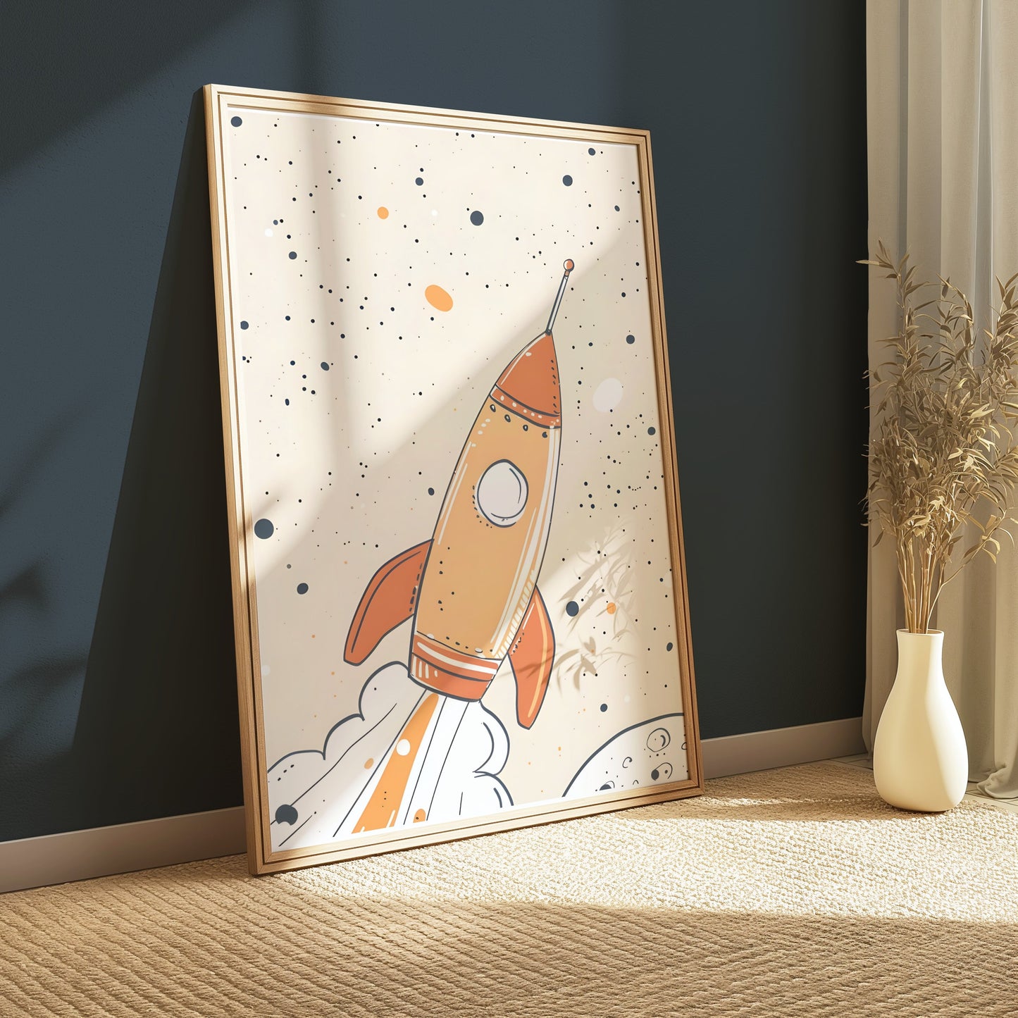 Premium Poster of Colorful Childrens Illustration of Rocket Posters