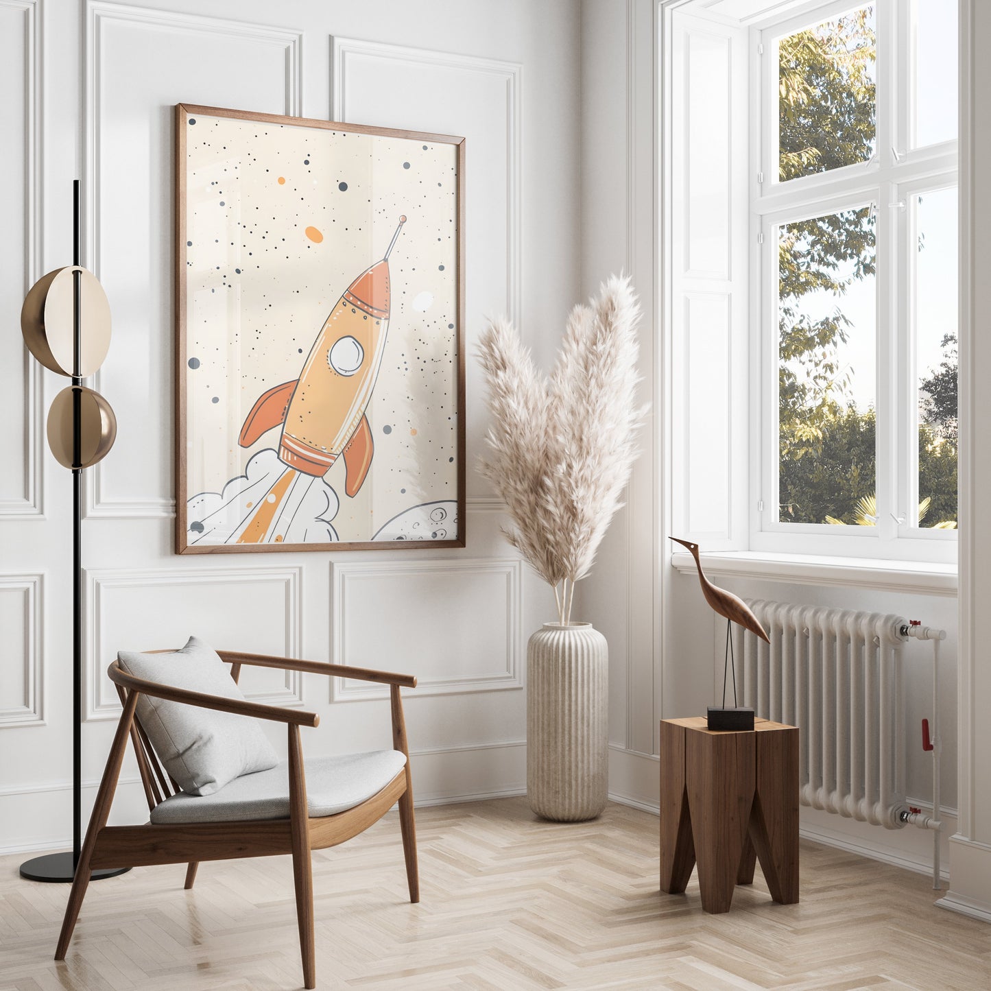 Premium Poster of Colorful Childrens Illustration of Rocket Posters
