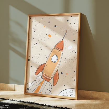 Premium Poster of Colorful Childrens Illustration of Rocket Posters
