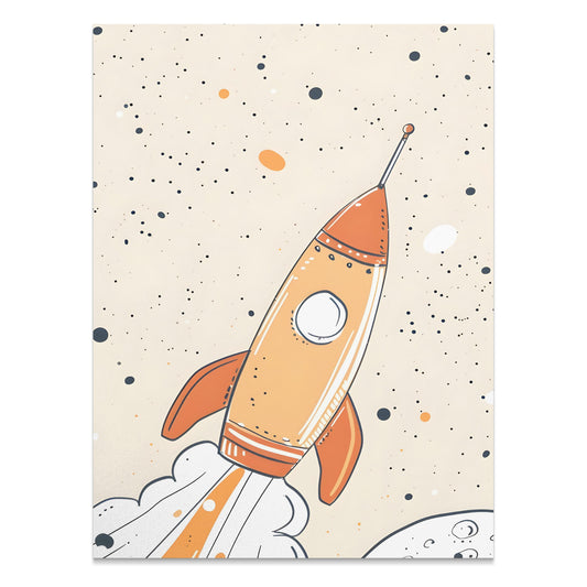 Premium Poster of Colorful Childrens Illustration of Rocket Posters