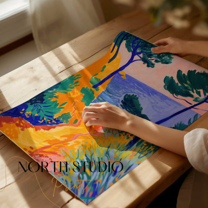 Premium Poster of Colorful Coastal Pathway Landscape Art Posters